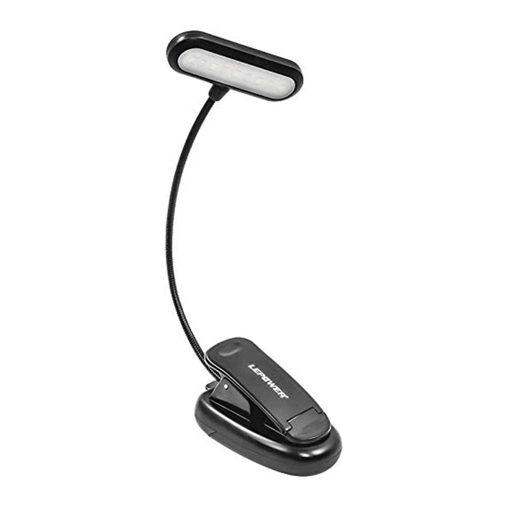 LEPOWER Book Light Dimmable, Lightweight Reading Light, 3 Brightness, 3 Light Mode, Eye Caring 9LED Book Light for Reading in Bed, for Paperbacks, Hardbacks, USB Cable & Battery Operated(Not Recharge)