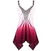 Produktbild OSYARD Damen Übergröße Lässige Pailletten Ombre V-Ausschnitt Print Tank Top Bluse Weste(EU 46 / XL, Wein)