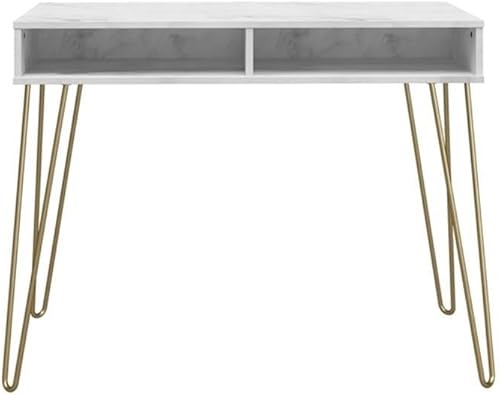 Miniatura 6 de Novogratz - Escritorio de mármol blanco con cajones para computadora