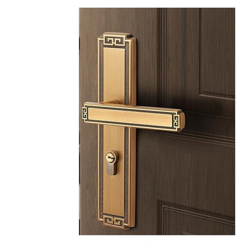 Cerradura de puerta de madera con manija de cobre tradicional 4