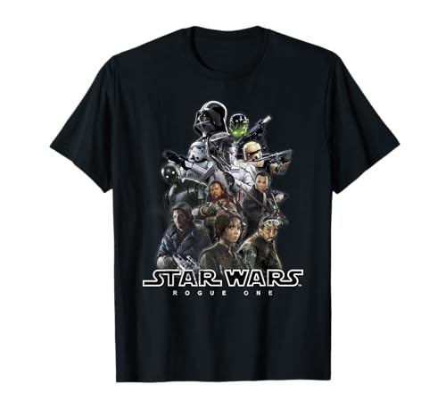 T-shirt Star Wars Rogue One Cast Stack vêtement geek imprimé manches courtes