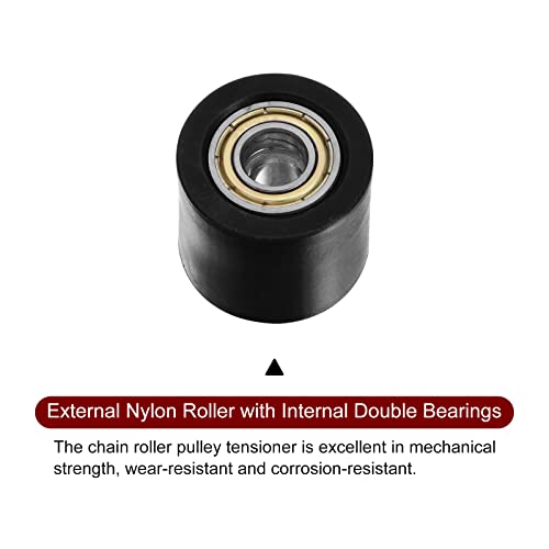 sourcing map Kettenrolle Riemen Scheibe Spanner 10mm Nylon Zylinder Schieberegler für Mini Motorrad Dirt Fahrrad Atv Go-Kart Schiebetür Bewässerung Ausrüstung Schwarz