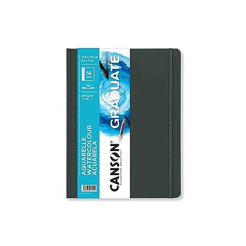CANSON Graduate Book, Sketchbook, Double-Sided: Cold Pressed and Fine Grain, 250gsm, Sketchbook Hardcover, 8.5x5.5 Inches, White, 56 Sheets by Canson - Used condition - US$20.77