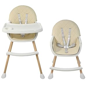 ALMAR Baby Trona para bebe beige convertible en trona baja 2 en 1 con asiento acolchado y bandeja trona para comer evolutiva de 6 a 36 meses