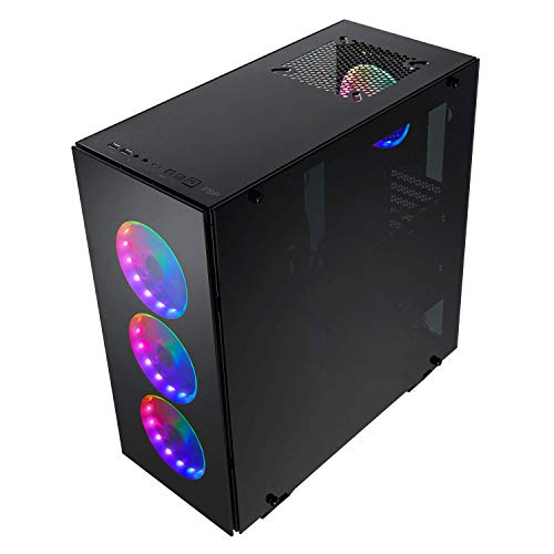Gabinete para PC FSP ATX Mid Tower CMT510 Plus para juegos con 3 paneles de vidrio templado y 4 ventiladores ARGB miniatura 4