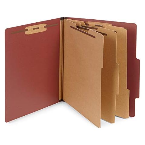 Blue Summit Supplies 10 rote Klassifizierungsmappen, 3 Trennwände, Briefgröße mit 5,1 cm Tyvek-Erweiterungen, 8 Abschnitte, ziegelrot, 10 Stück Cover
