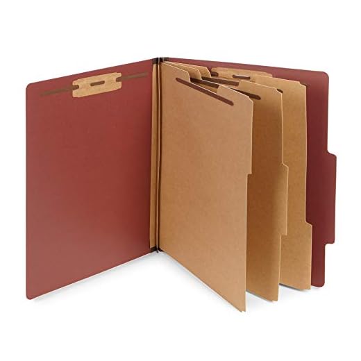 Blue Summit Supplies 10 Red Classification Folders, 3 Dividers, Letter Size with 2 Inch Tyvek Expansions, 8 Section Brick Red Classification Folder, 10 Pack