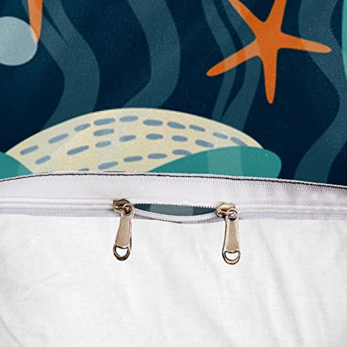 Parure de lit housse de couette dauphins et étoiles de mer douce