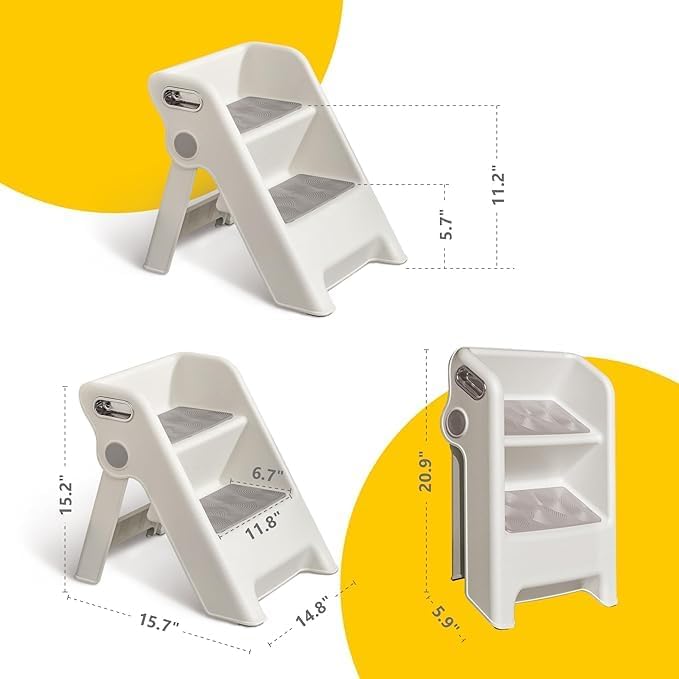RELEMTRA Strong Plastic Stool for Home | Anti Skid, Light Weight & Durable | Plastic Stool for Sitting | Sturdy & Portable Stool for Home | Ladder Children's Stool 2 Step Sink Baby Bench Bathroom 3