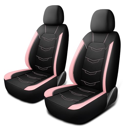 Image of HChengkikz Front Car Seat Cover, Breathable and Sporty (Black + Pink)