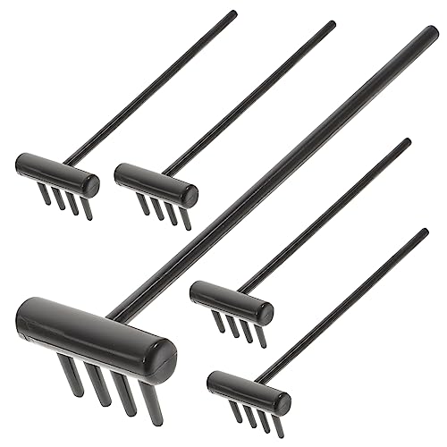 NUOBESTY 6 Piezas rastrillo de Arena rastrillo de césped Artificial Miniatura decoración Dormitorio tamishome Paisaje pequeños rastrillos Micro rastrillos de Escritorio el plastico Black