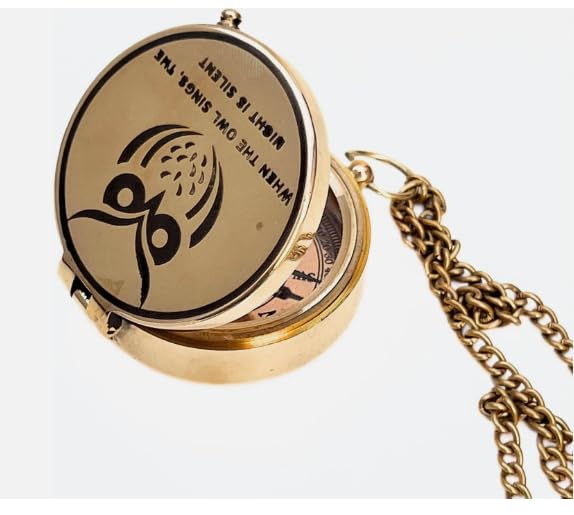 Brújula de bolsillo grabada diseño búho con frase miniatura 3