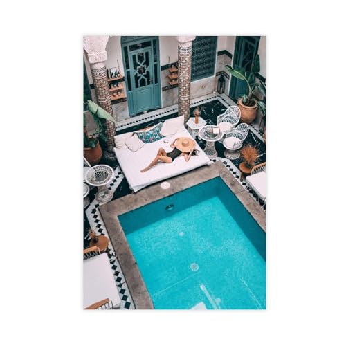 BMtyDG Marrakech Bohemian Pool Print Canvas Poster 24x36
