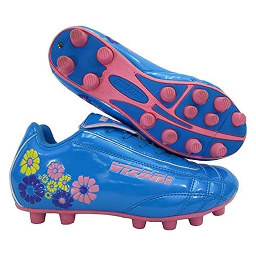 Vizari Blossom Soccer Cleats for Girls, Boys, Toddler | Youth Firm Ground FG Athletic Outdoor Football Shoes for Little/Big Kid Blue/Pink by Vizari - Used condition - CA$10.06