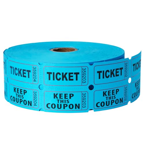 2200 Pcs (1100 Pairs) Raffle Tickets Double Roll, Blue 50/50 Raffle Tickets