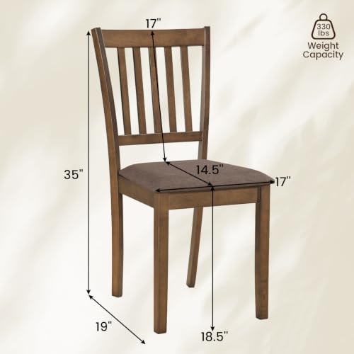 Wooden Dining Chairs Set of 4, Wood Slat-Back Design Kitchen Chairs