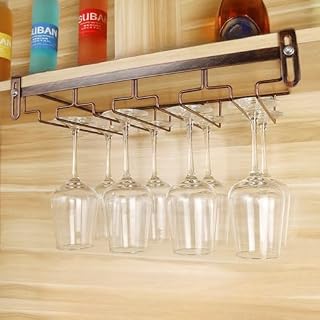 Soporte ajustable para copas de vino para debajo del gabinete, estante colgante sin taladro, para encimeras de cocina y bar, color negro, 55 x 22,5 cm, copa de vino que ahorra espacio