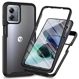 Eilkmcre for Motorola Moto G54 5G Case with Built-in Screen Protector, Clear Slim Back Cover, Shockproof Rugged Heavy Duty Bumper Full Body Protective Case, Black