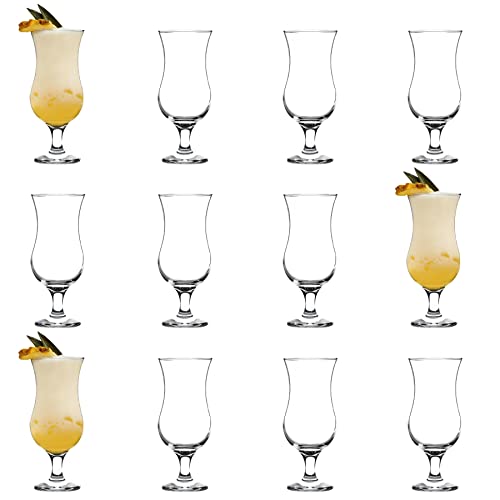 12x Claro 460ml Pina Colada Glasses - Alto Estilo Huracán Poco Grande Fiesta Malteada Bebiendo Utensilios de Bar - Apto para Lavavajillas - por Rink Drink Cover