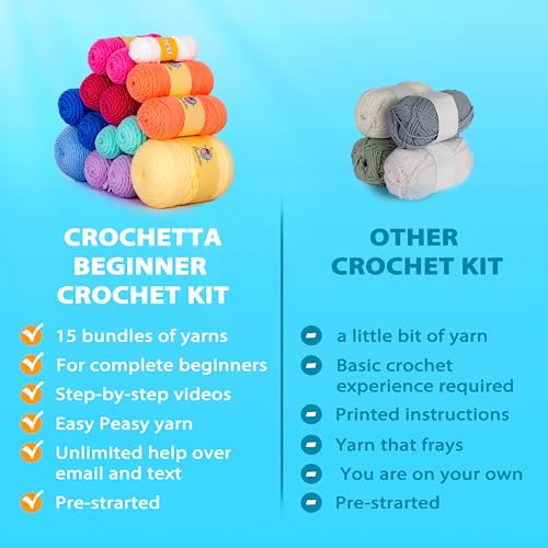 Crochetta Crochet Kit for Beginners, Crochet Kit Step-by-Step Video Tutorials, Crochet Starter Kit Learn to Crochet Kits for Adults Kids Beginners, Jumbo 3 Colorful Octopus Familly (40%+ Yarn Content) - Thumbnail 5