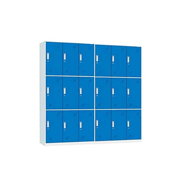 Racking Solutions 2 x 9 Door Metal Storage Lockers, Blue & Grey Steel Lockable Unit, Staff Gym School Changing 1850mm H x 900mm W x 400mm D