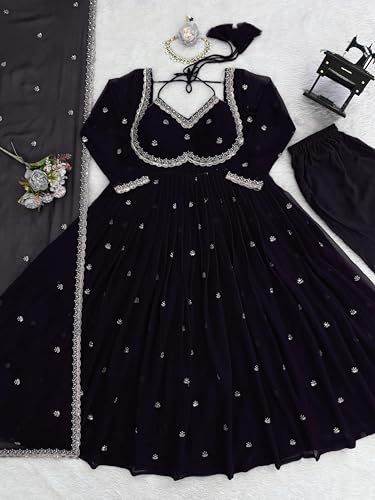 Image of Beautiful Embroidered Anarkali Gown for Women ||Festive Outfit with Intricate Detailing