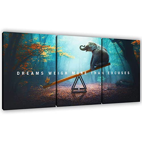 Yetaryy Motivational Poster Inspirational Wall Art 3 Pieces Canvas Painting Lion Artwork for Living Room Office Modern Home Decor Prints Pictures Wall Decor Framed Ready to Hang [48''Wx 24''H] by Yetaryy - Used condition - US$39.63