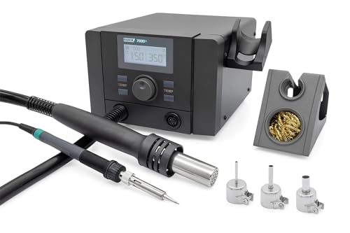 QUICK 709D+ 2in1 Reworkstation Sensor-geregelt und digital einstellbar 1350 Watt, Heißluft 100-500°C bis 50L/Min, 70 Watt Lötkolben bis 480°C - SMD Reworkstation - Standby - Auto-Kühlsystem