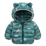 WEONEDREAM 12-18 Months Unisex Boy Puffer Jacket with Hood Bear Ears Cute Kids Coat Girl with Animal Pattern Girls Jackets Green Winter Coats for Boys(Green-D,90)