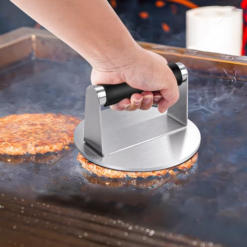 Grillbesteck Set,19-teiliges Grillset mit,BBQ Grill Zubehör mit Burgerpresse Grillspachtel Edelstahl Burger Glocke,Smash Burger Set Plancha Zubehör für Grillen Teppanyaki &Blackstone Grill