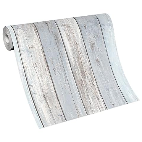 bricoflor Helle Vliestapete in Holzoptik Cover