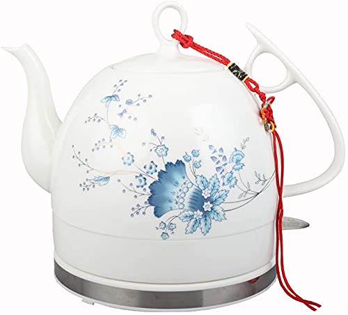 Fisecnoo Keramischer Wasserkocher Schnurlose Wasser-Teekanne,Teekanne-Retro 1,2L Krug,1000W Wasserschnell für Tee,Kaffee…