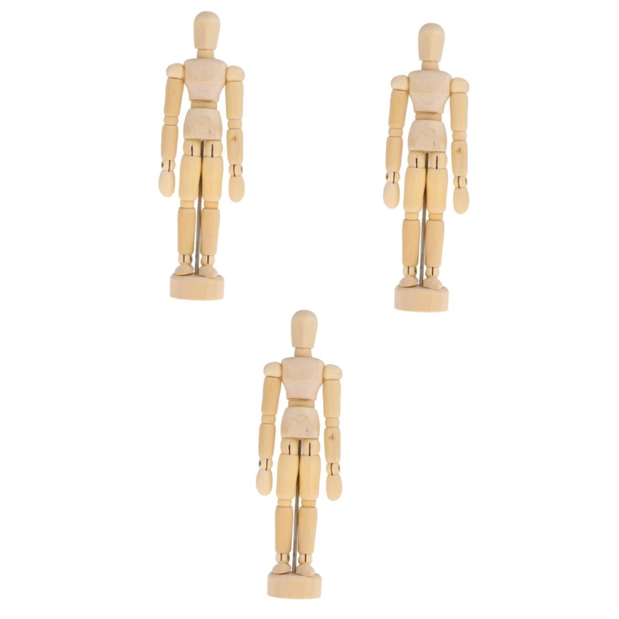 TOYANDONA 3 Pcs Movable Joint Wooden Articulated Figure Models for Artists Drawing Painting Sketching with Adjustable Pose for Home Office Decor 5.9