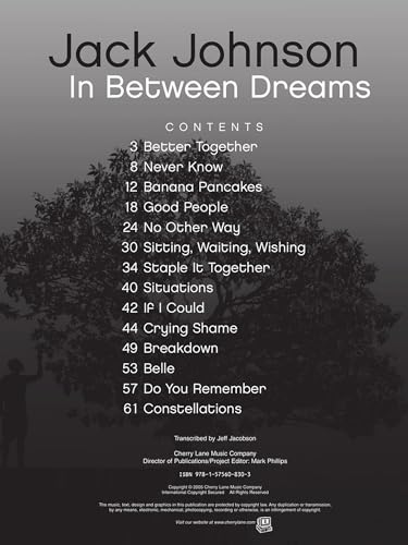 Jack Johnson: In Between Dreams | Guitar TAB Songbook for Intermediate Players | Acoustic Guitar Sheet Music Book with Lyrics and Chords | Play-It-Like-It-Is Artist Folio for Pop Rock Guitarists