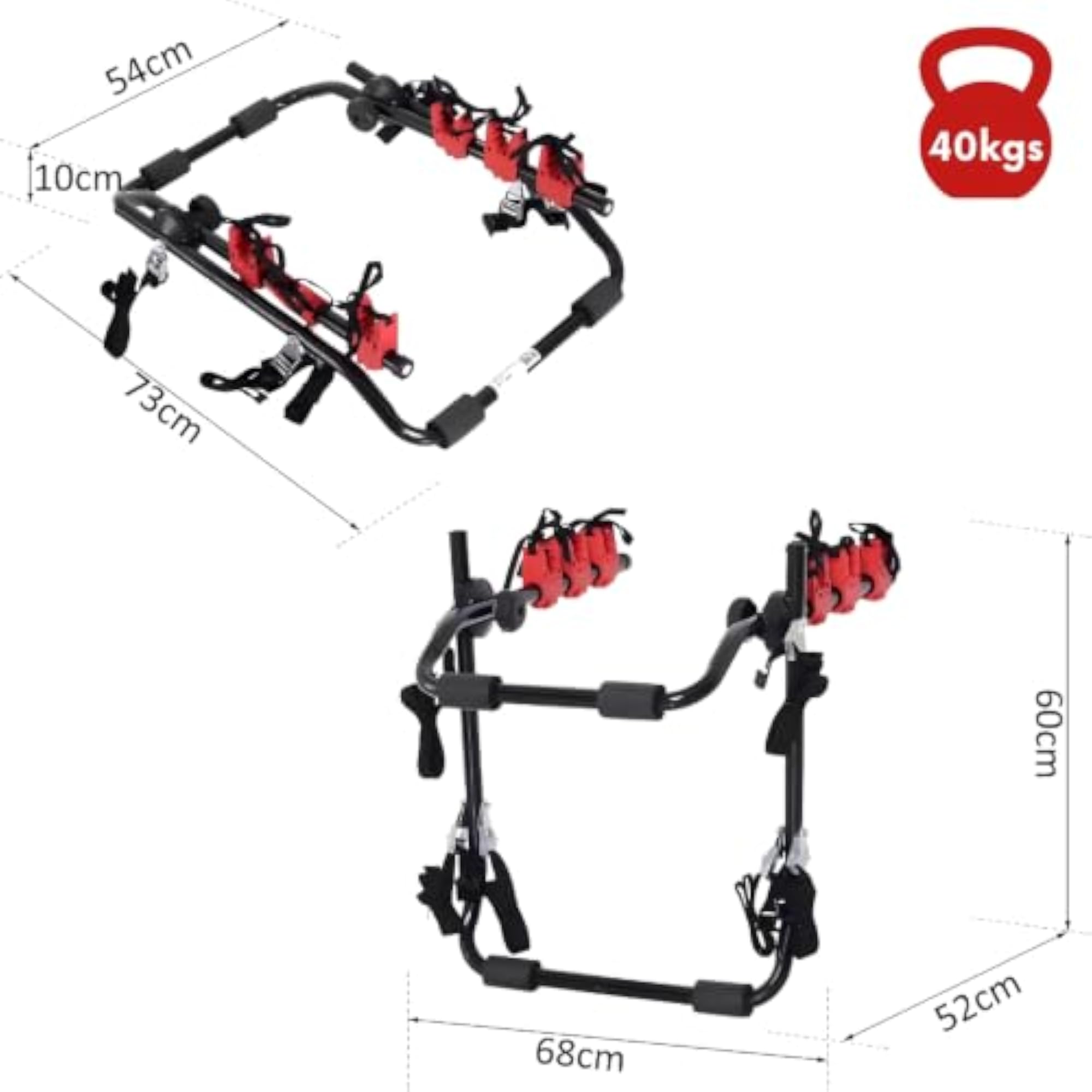 Universal Rear Mounted 3 Bike Car Carrier Rack