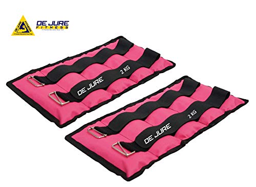 Image of DE JURE FITNESS Ankle & Wrist Weight Set, Adjustable Strap, 2KG Pair (2Kg x 2 = 4kg) (E) Pink