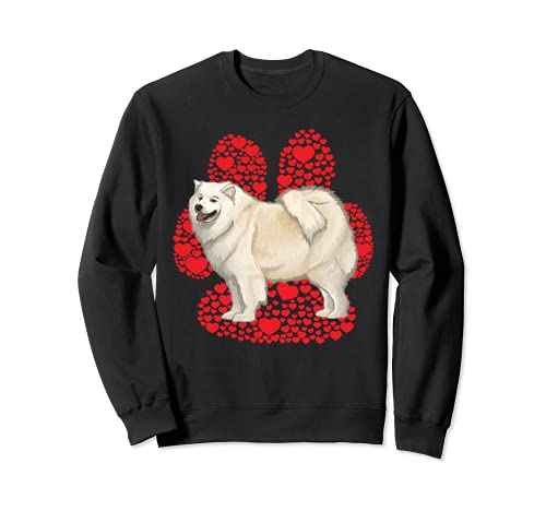 Samoyed Valentines Day Dog Love Paw Sweatshirt, Black