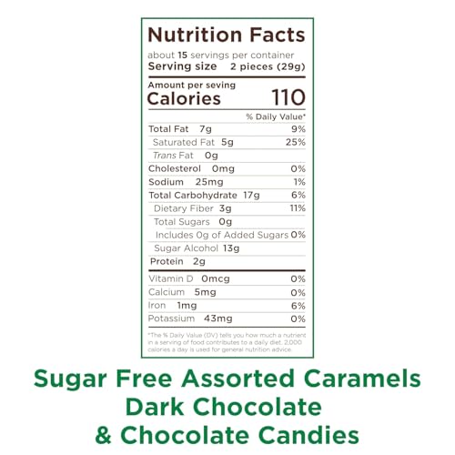Image of Premium Sugar-Free Dark Chocolate Caramels 1 lb Assortment 32 Individually Wrapped Pieces Keto & Diabetic Friendly