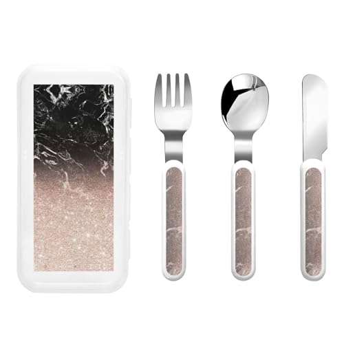 Marble Color Rose Gold Print Utensils Silverware Set,Safe Spoons and Forks Knife, Stainless Steel,Dishwasher Sa