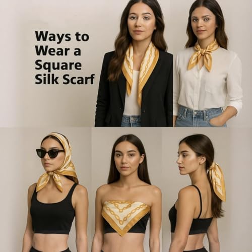 Mango Gifts Women’s Neck Scarf Set of 10 – 20"x20" Small Square Soft Floral Printed Scarves | Lightweight, Breathable, Multipurpose | Perfect for Headbands, Hair Ties & Fashion Accessories4