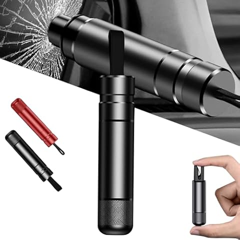 KOSIMI SafeHammer - Safe Hammer Glass Breaker, Car Safety Hammer Emergency Escape Tool, Seat Belt Cutter Emergency Escape Tool (Black) Cover