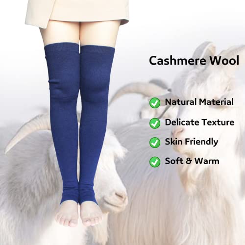 Share Maison Women's Cashmere Wool Winter Warm Knitted Over Knee High Boots Long Socks Leg Warmers (11-Dark Blue) #TOP2