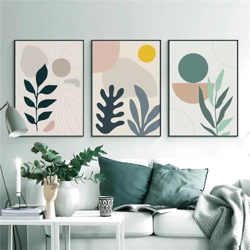 Carteles botanicos abstractos WBYZAC para decorar el dormitorio con hojas verdes naturales