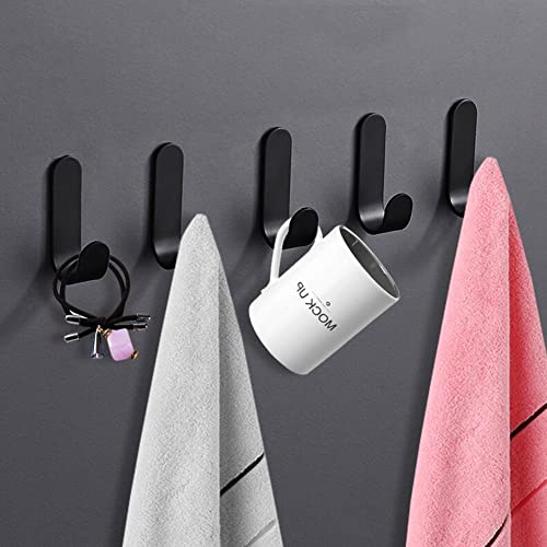 Bosdontek 12 piezas de gancho adhesivo 3M pegatinas de gancho de pared para cuarto de baño, toalla impermeable para dormitorio, cuarto de baño, cocina, techo para colgar albornoces (negro)