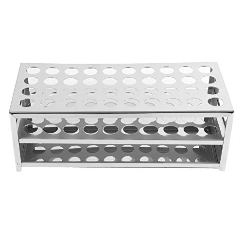 Pastilla de tubo de ensayo de acero inoxidable, 40 agujeros de doble capa Botonal de tubo de ensayo de laboratorio de gran capacidad para laboratorio químico (18.5 * 40 mm)