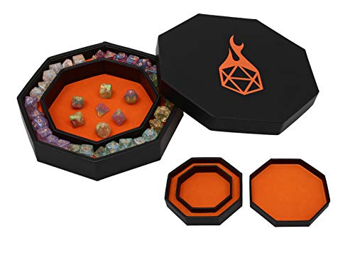 Plateau à dés Arena Forged Dice Co orange avec rangement JDR