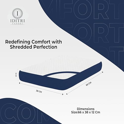 Image of Neck Relief Orthopedic Pillow, Shredded Memory Foam Support, White /Blue Jacquard Case, Aligned Spine Bedding for Side and Back Sleeper, Supportive Sleep aid,66x38x12 cm