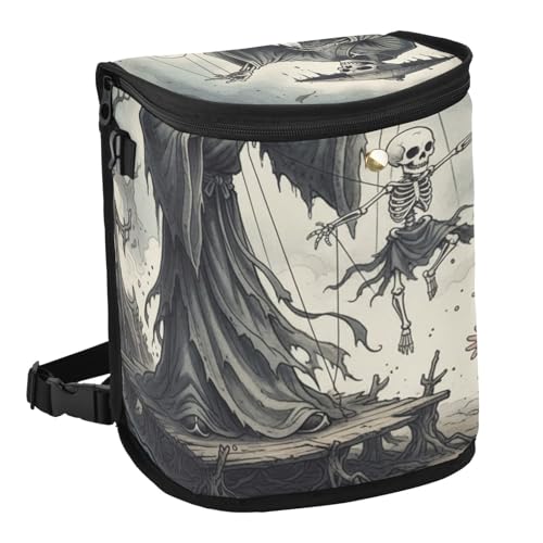 Image of Wudan Small Car Trash Can Chinese Skeleton Puppet Gothic Accessories for Garbage Storage Organizer with Lid Pnggoth Waterproof Portable Auto and Truck Interior Seat Bin