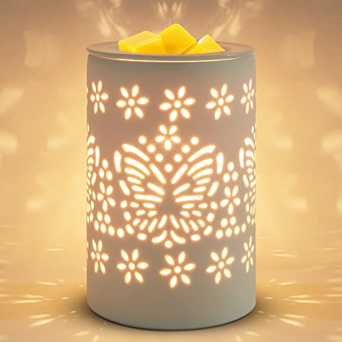 Bobolyn Elektrischer Wachswärmer aus Keramik, Duftwachstörer, ideal als Geschenk für Hochzeit, Spa und Aromatherapie (Schmetterling) Cover