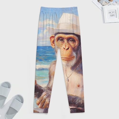 Hawaii Monkey Beach Holiday Comfortable Mens Pajama Pants Soft Breathable Long Bottoms Sleep Pants4